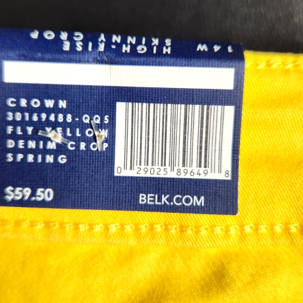 NWT Crown & Ivy NWT Yellow crop essential signature pants womens 14W - Picture 4 of 6